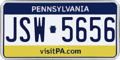 PA license plate JSW5656