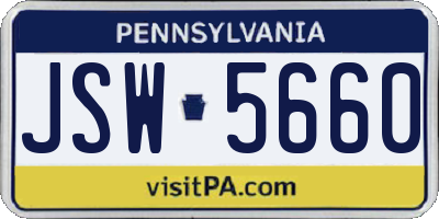 PA license plate JSW5660
