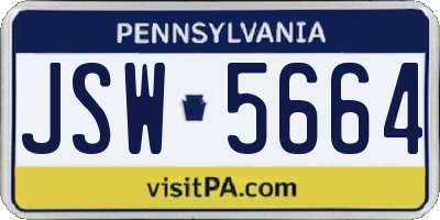 PA license plate JSW5664