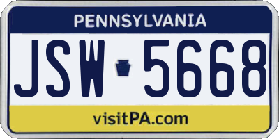 PA license plate JSW5668