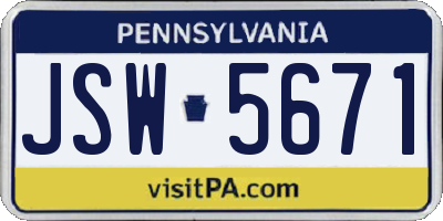 PA license plate JSW5671