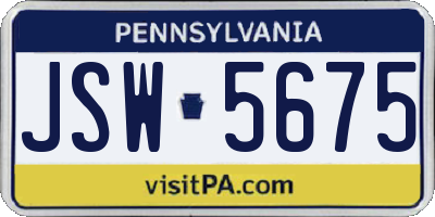 PA license plate JSW5675