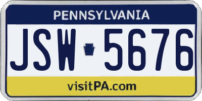 PA license plate JSW5676