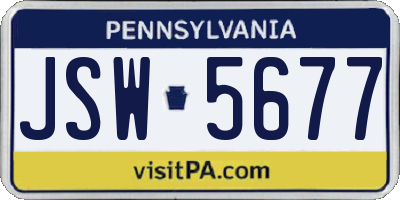 PA license plate JSW5677