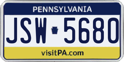 PA license plate JSW5680