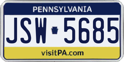 PA license plate JSW5685
