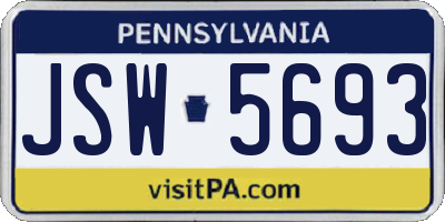 PA license plate JSW5693