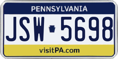 PA license plate JSW5698