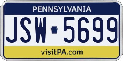 PA license plate JSW5699