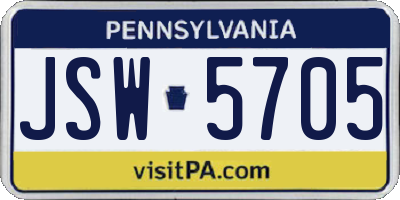 PA license plate JSW5705