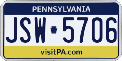 PA license plate JSW5706