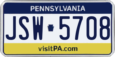 PA license plate JSW5708