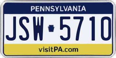 PA license plate JSW5710