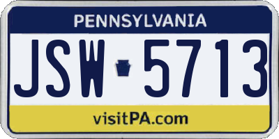 PA license plate JSW5713