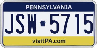 PA license plate JSW5715