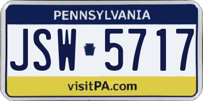 PA license plate JSW5717