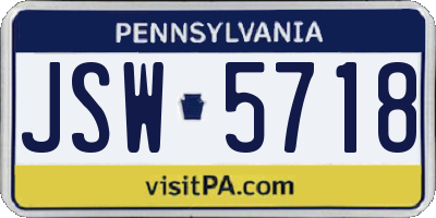 PA license plate JSW5718