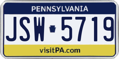 PA license plate JSW5719