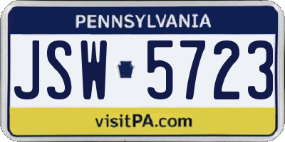 PA license plate JSW5723