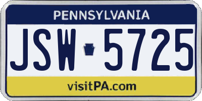PA license plate JSW5725