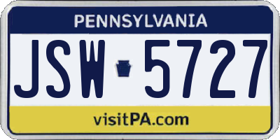 PA license plate JSW5727