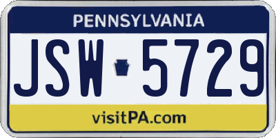 PA license plate JSW5729