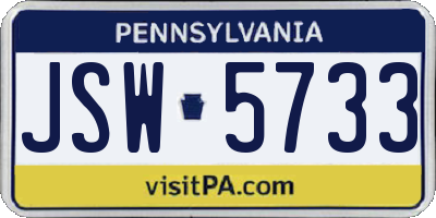 PA license plate JSW5733