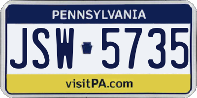 PA license plate JSW5735