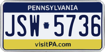 PA license plate JSW5736