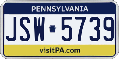 PA license plate JSW5739