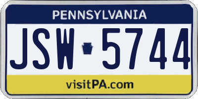 PA license plate JSW5744