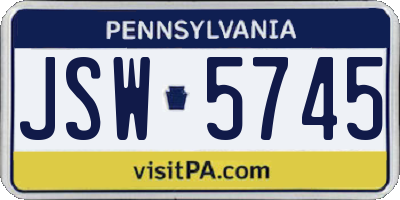 PA license plate JSW5745
