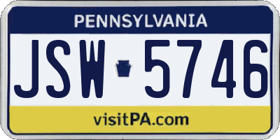PA license plate JSW5746