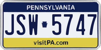 PA license plate JSW5747