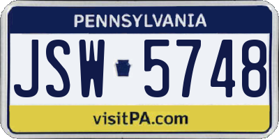 PA license plate JSW5748