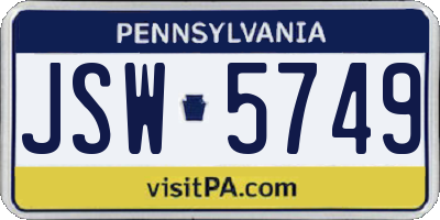 PA license plate JSW5749