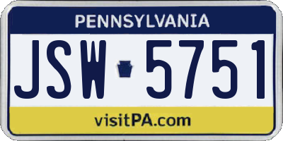 PA license plate JSW5751