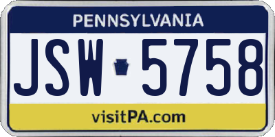 PA license plate JSW5758