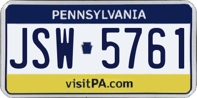 PA license plate JSW5761