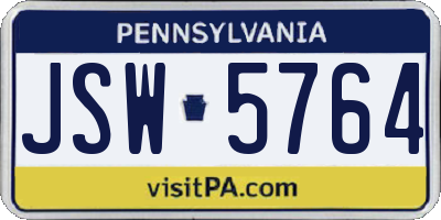 PA license plate JSW5764