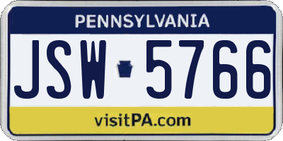 PA license plate JSW5766