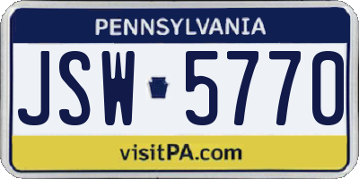 PA license plate JSW5770