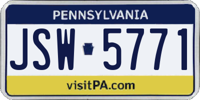 PA license plate JSW5771