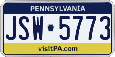 PA license plate JSW5773