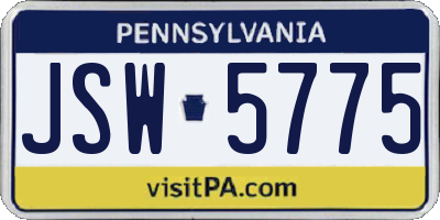 PA license plate JSW5775