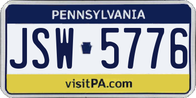 PA license plate JSW5776
