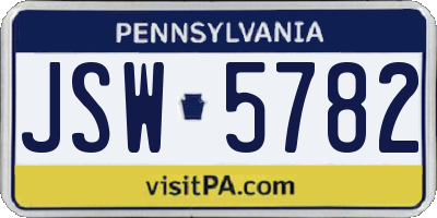 PA license plate JSW5782