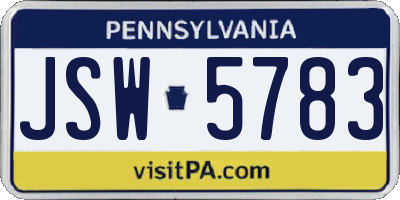 PA license plate JSW5783
