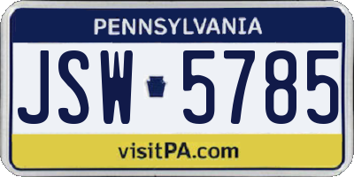 PA license plate JSW5785
