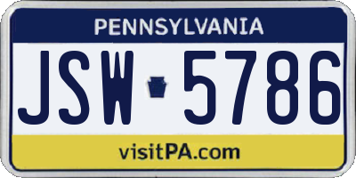 PA license plate JSW5786